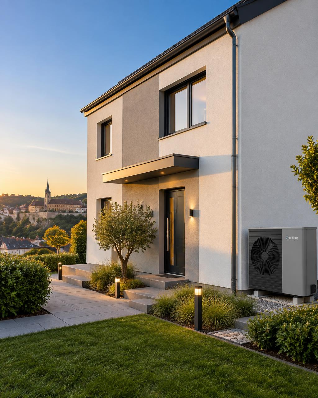 Maison rénovée au Luxembourg équipée d'une pompe à chaleur et d'une isolation extérieure